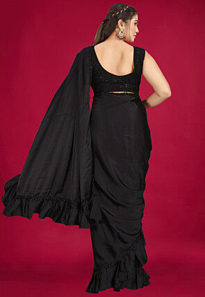 Butterfly Pallu Satin Silk Saree in Black