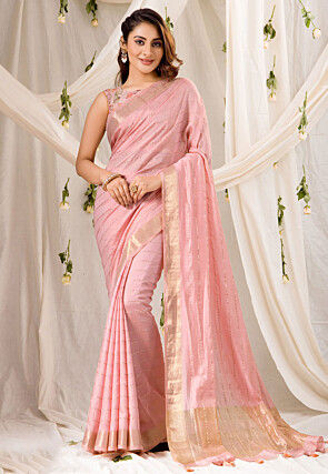 Woven Art Chanderi Silk Saree in Pink