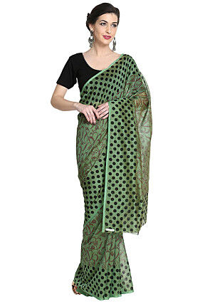 Chanderi Chanderi Silk Saree in Green