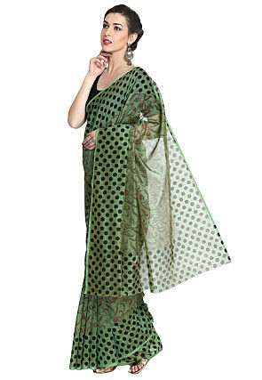 Chanderi Chanderi Silk Saree in Green