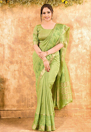 Chanderi Silk Saree in Light Green