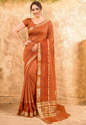 Chanderi Silk Saree in Orange