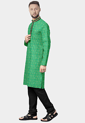 Chanderi Kurta Set in Green