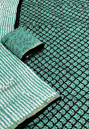 Leheriya Printed Chanderi Saree in Teal Green