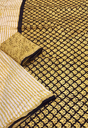 Leheriya Printed Chanderi Saree in Yellow