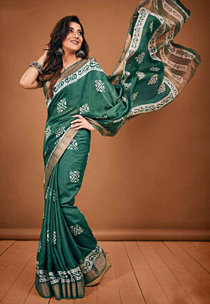 Chanderi Silk Saree in Green
