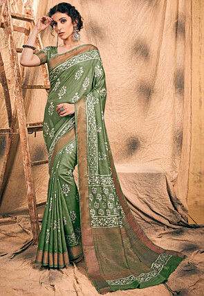 Chanderi Silk Saree in Light Green