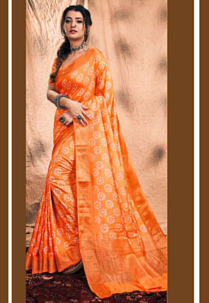 Chanderi Silk Saree in Orange