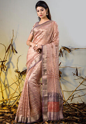 Chanderi Silk Saree in Peach