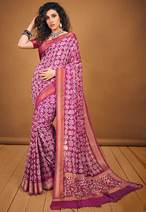 Chanderi Silk Saree in Purple