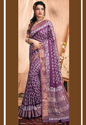 Chanderi Silk Saree in Purple