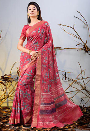 Chanderi Silk Saree in Red