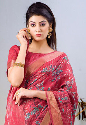Chanderi Silk Saree in Red