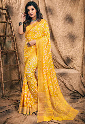 Chanderi Silk Saree in Yellow