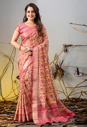 Chanderi Silk Saree in Yellow