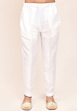 Chikankari Art Silk Kurta Set in White