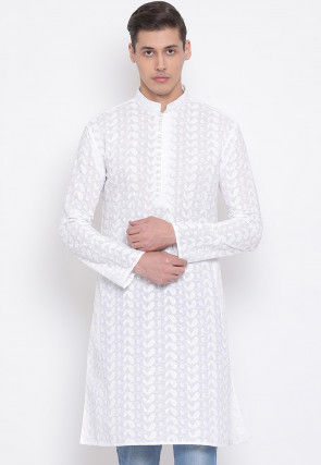 Chikankari Cotton Kurta in White