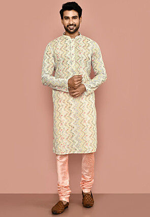 Chikankari Cotton Kurta Set in Beige