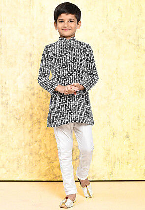 Chikankari Cotton Kurta Set in Black
