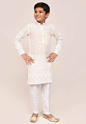 Chikankari Cotton Kurta Set in Cream