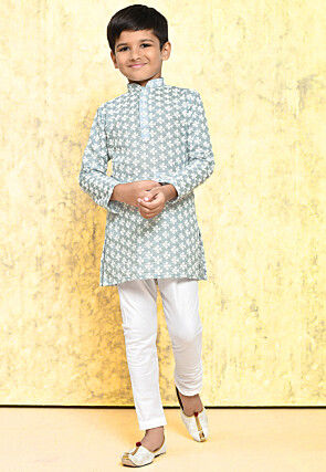 Chikankari Cotton Kurta Set in Grey