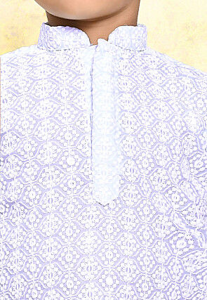 Chikankari Cotton Kurta Set in Light Purple