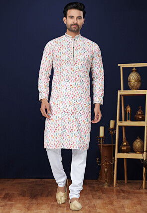 Chikankari Cotton Kurta Set in Multicolor