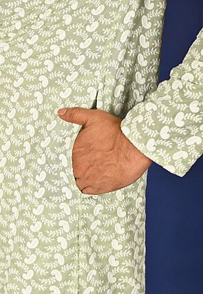 Chikankari Cotton Kurta Set in Pastel Green