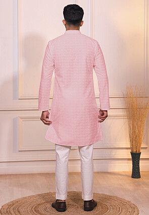 Chikankari Cotton Kurta Set in Pink