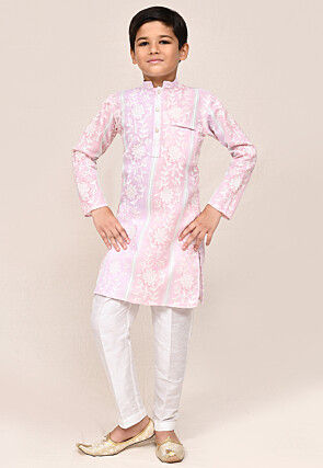 Chikankari Cotton Kurta Set in Pink
