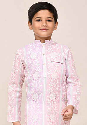 Chikankari Cotton Kurta Set in Pink
