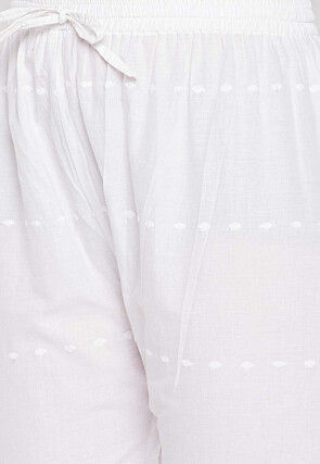 Chikankari Cotton Pant in White
