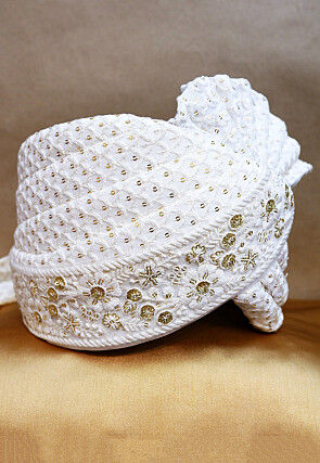 Chikankari Cotton Turban in White