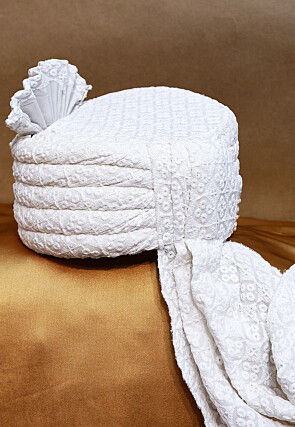 Chikankari Cotton Turban in White
