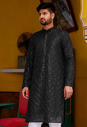 Chikankari Georgette Kurta in Black