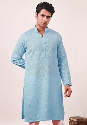 Chikankari Georgette Kurta in Pastel Blue