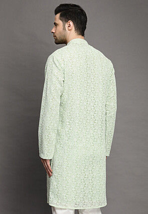 Chikankari Georgette Kurta in Sea Green