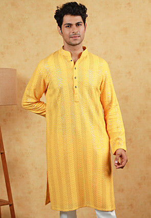Chikankari Georgette Kurta in Yellow