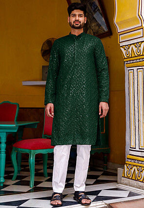 Dark green kurta pajama shop
