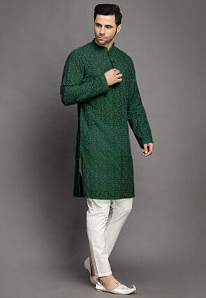 Chikankari Georgette Kurta Set in Green