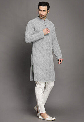 Chikankari Georgette Kurta Set in Grey
