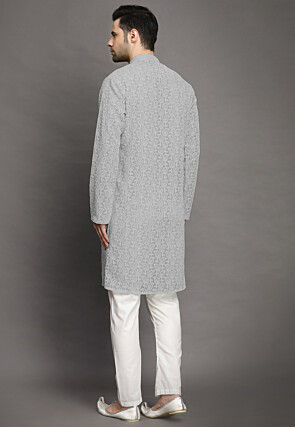 Chikankari Georgette Kurta Set in Grey