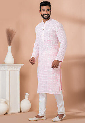 Chikankari Georgette Kurta Set in Pink