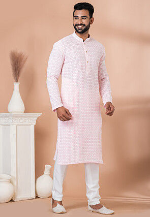 Chikankari Georgette Kurta Set in Pink