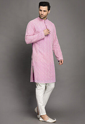 Chikankari Georgette Kurta Set in Pink