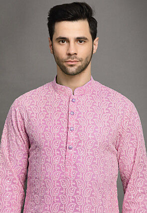 Chikankari Georgette Kurta Set in Pink