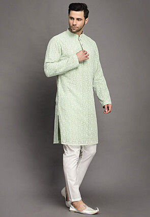 Chikankari Georgette Kurta Set in Sea Green
