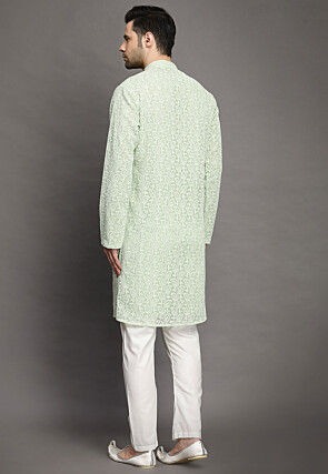 Chikankari Georgette Kurta Set in Sea Green