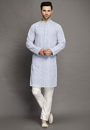 Chikankari Georgette Kurta Set in Sky Blue