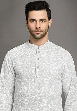 Chikankari Georgette Kurta Set in White